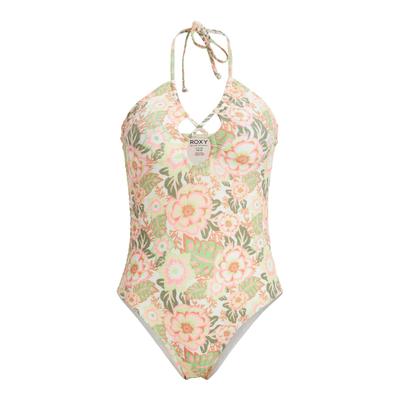 Badeanzug ROXY "Canarias", Damen, Gr. S, grün (oil grün wild flower swim), Obermaterial: 93% Nylon, 7% Elasthan., Badeanzüge Badeanzug