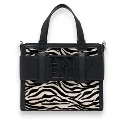 A|X Armani Exchange für Damen. XW000392AF26445MC149 Schwarze Bedruckte Tasche (OSFA), Lässig, Tierdruck, Polyester