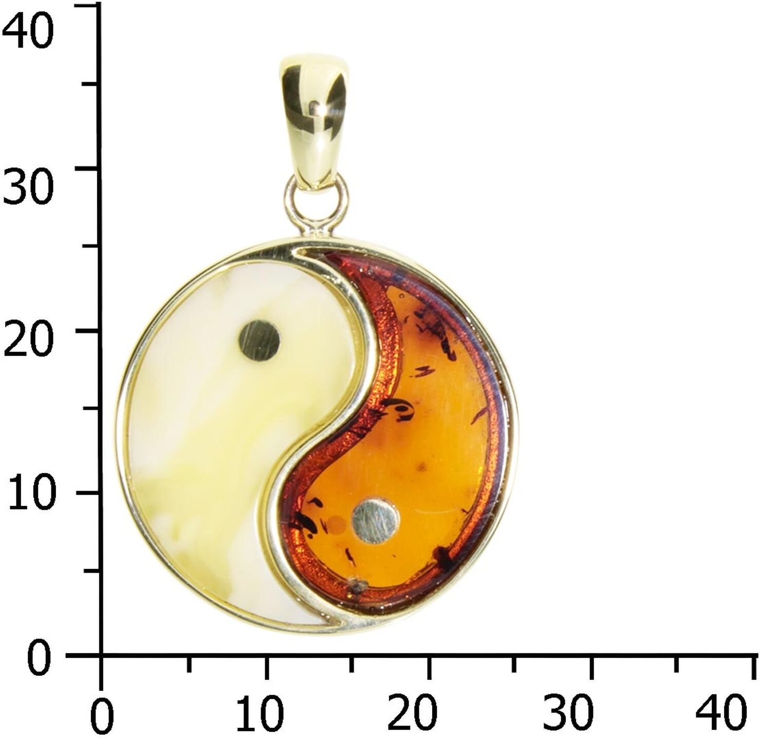 Kettenanhänger OSTSEE-SCHMUCK "Ostsee-Schmuck Anhänger Yin & Yang Anhänger Yin & Yang", gelb (weiß, neutral), Schmuckanhänger, Damen, 34x23mm, Gelbgold 333, 4,3 g, Kettenanhänger