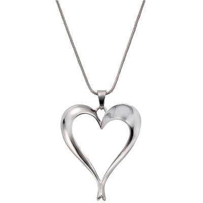 Lange Kette FIRETTI "Herz", grau (metallfarben), Halsketten, Damen, Metall, L: 100