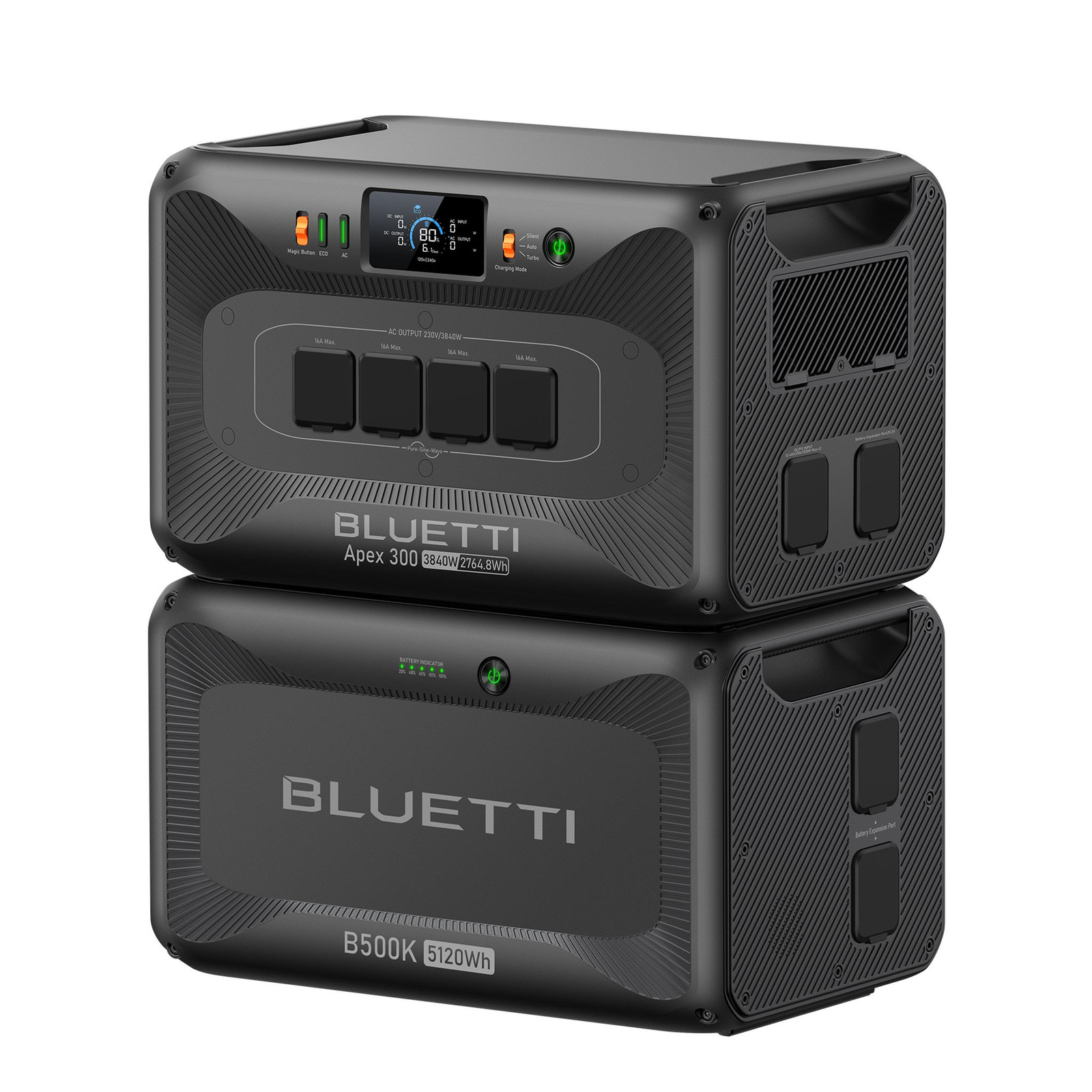 Bluetti Solar Generator Apex 300 & B500K met 2764,8 Wh LFP-batterij en 5120 Wh uitbreidingsbatterij voor thuis, campers en noodgevallen