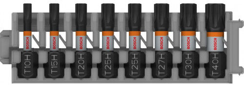 Bosch Embouts PRO TH Impact T10H, T15H, T20H, T25H (x2), T27H, T30H, T40H, 25 mm, 8 pieces
