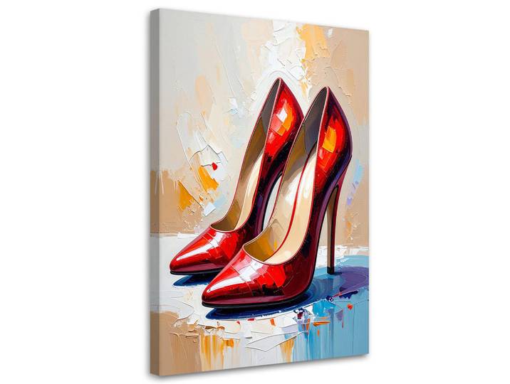 Feeby Leinwandbild Rote High Heels 70x100cm, Pop-Art, Rechteckig, 70x100 cm, Bilder & Rahmen, Bilder, Leinwandbilder