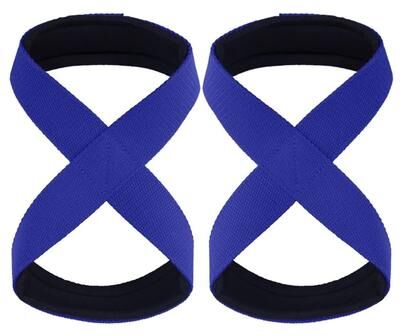 Uplifted Finds Padded Figure 8 Straps Deadlift Wrist Straps Power Lifters Workout Pull Ups Horizontal Bar Gym Fitness blue