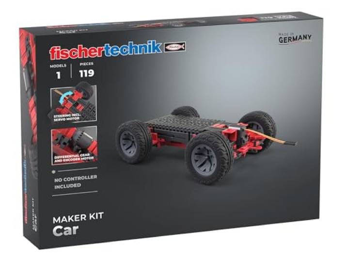 fischertechnik Maker Kit Car 571900 – Konstruktionsbaukasten, Experimentierkasten für Technikbegeisterte, ab 14 Jahre, Grau