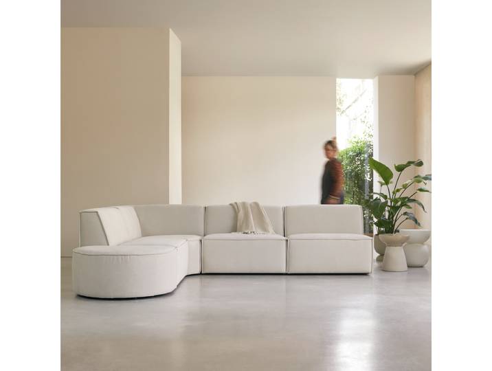 Modul-Ecksofa aus beigefarbenem Stoff, 5–6 Sitzplätze Dario - Beige - Fabric