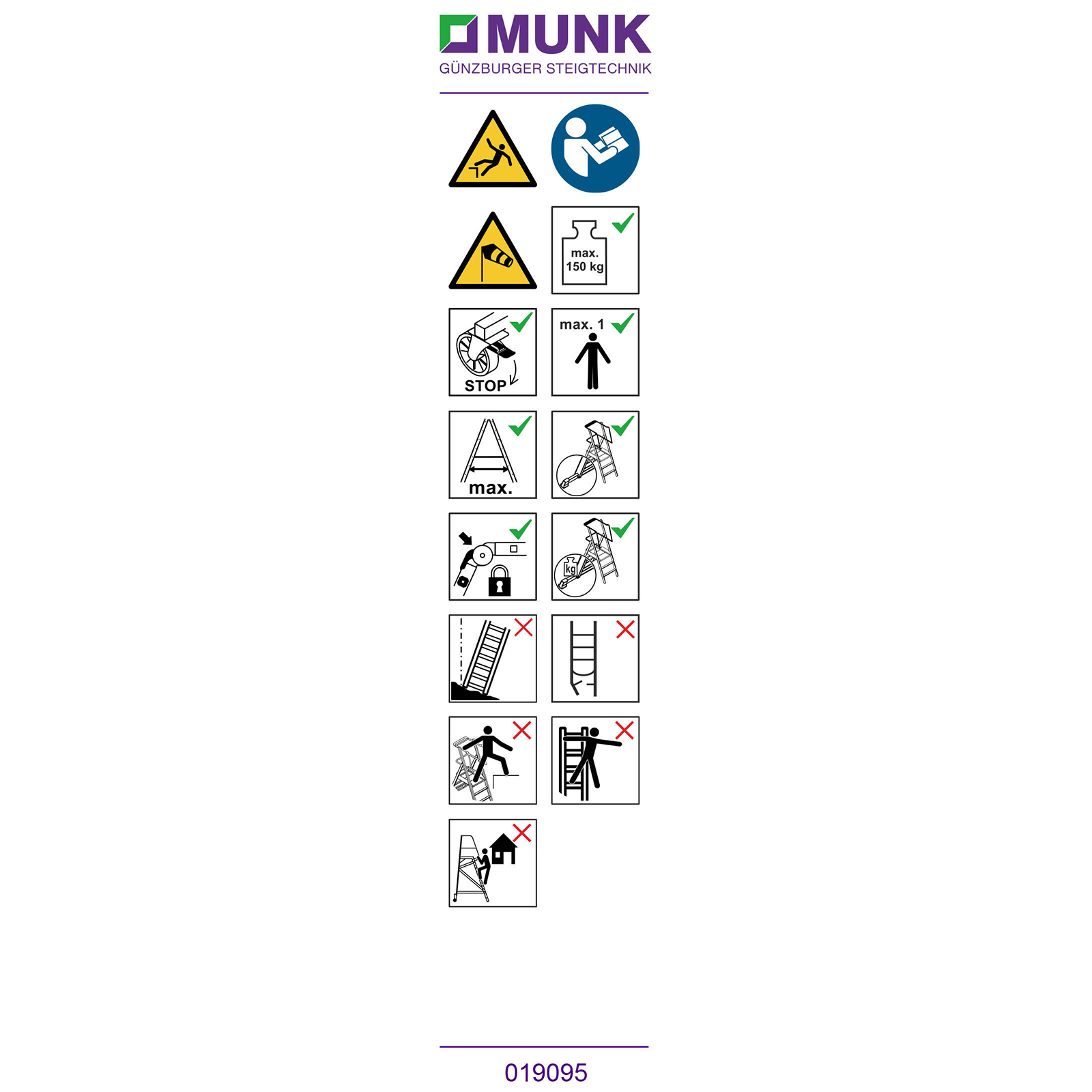 Munk Günzburger Steigtechnik MUNK Produktaufkleber Podestleitern Plattformhöhe über 2,5m 20 Stück