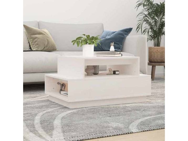 Meuble Table - HAOSHOP - Table basse Blanc 80x55x40 5 cm Bois massif de pin&01_19433