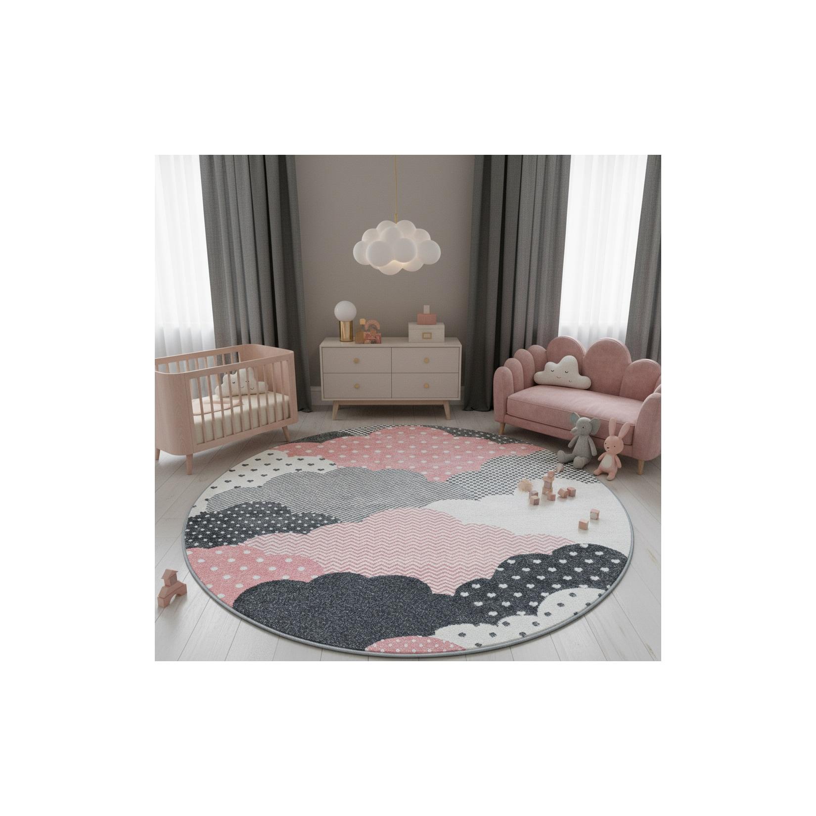 Kinderteppich COGNE, mit Wolken-Motiv, Rosa, Ø 160 cm