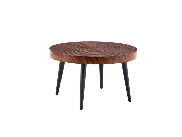 ComfortXL Couchtisch De-37427 rund mit Jahresring-Optik Dunkelholz, Walnussfarben, Holz, 60x37x60 cm, Wohnzimmer, Wohnzimmertische, Couchtische