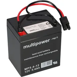 Multipower MP5,4-12 Rasenmäher-Akku 12V 5,4Ah mit SAE-Stecker – für Sabo 43/52/54 Vario E