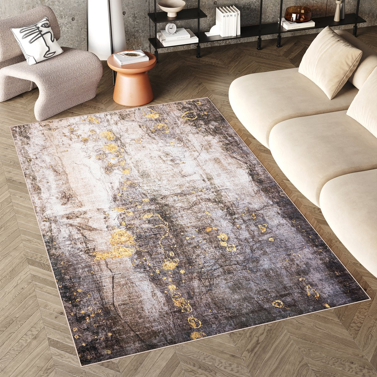 Tapiso Flannel Printed Vloerkleed Modern Abstract Antislip Wasbaar Breedte: 200 cm, Lengte: 300 cm