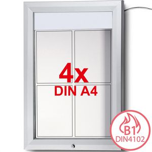 Showdown-Displays Schaukasten T-Linie LED B1 außen, 4 x A4 (A2), magnetisch, abschließbar, schwer entflammbar