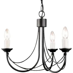 Elstead Lighting Carisbrooke 3-flammiger Kronleuchter Schwarz Gothic Stil höhenverstellbar