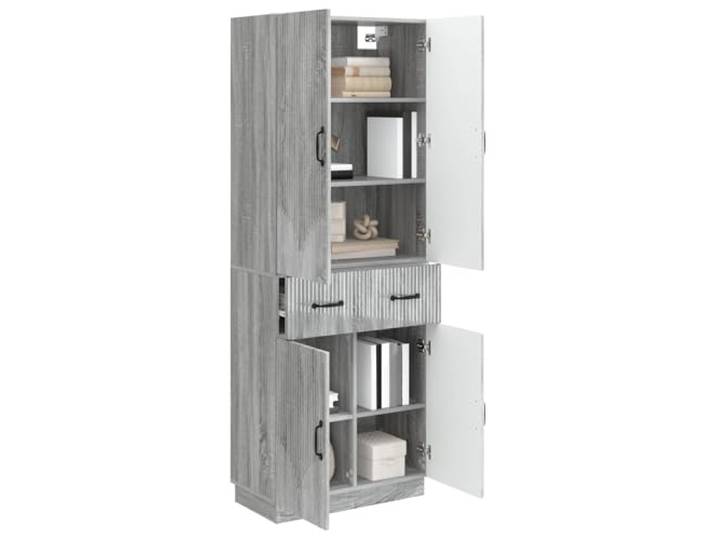 KTHLBRH 2-teiliges Schrank-Set Sonoma grau Holz technisch 4 Einlegeböden, 4 Türen, 1 Schublade, 20 kg pro Regal, Montage erforderlich
