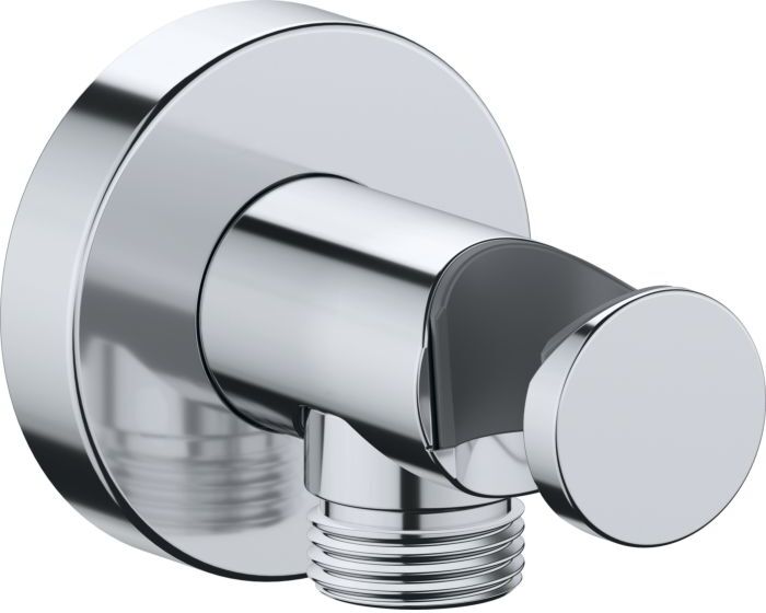Duravit Wandanschlussbogen UV0630009010 DN 15, mit Brausehalter, Rosette rund, chrom