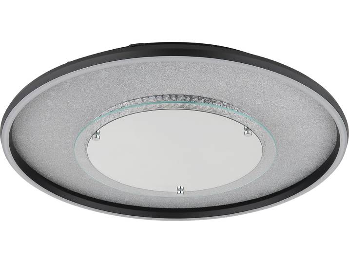 Plafonnier LED\, aluminium\, noir\, verre effet 3D\, D 51\,5 cm