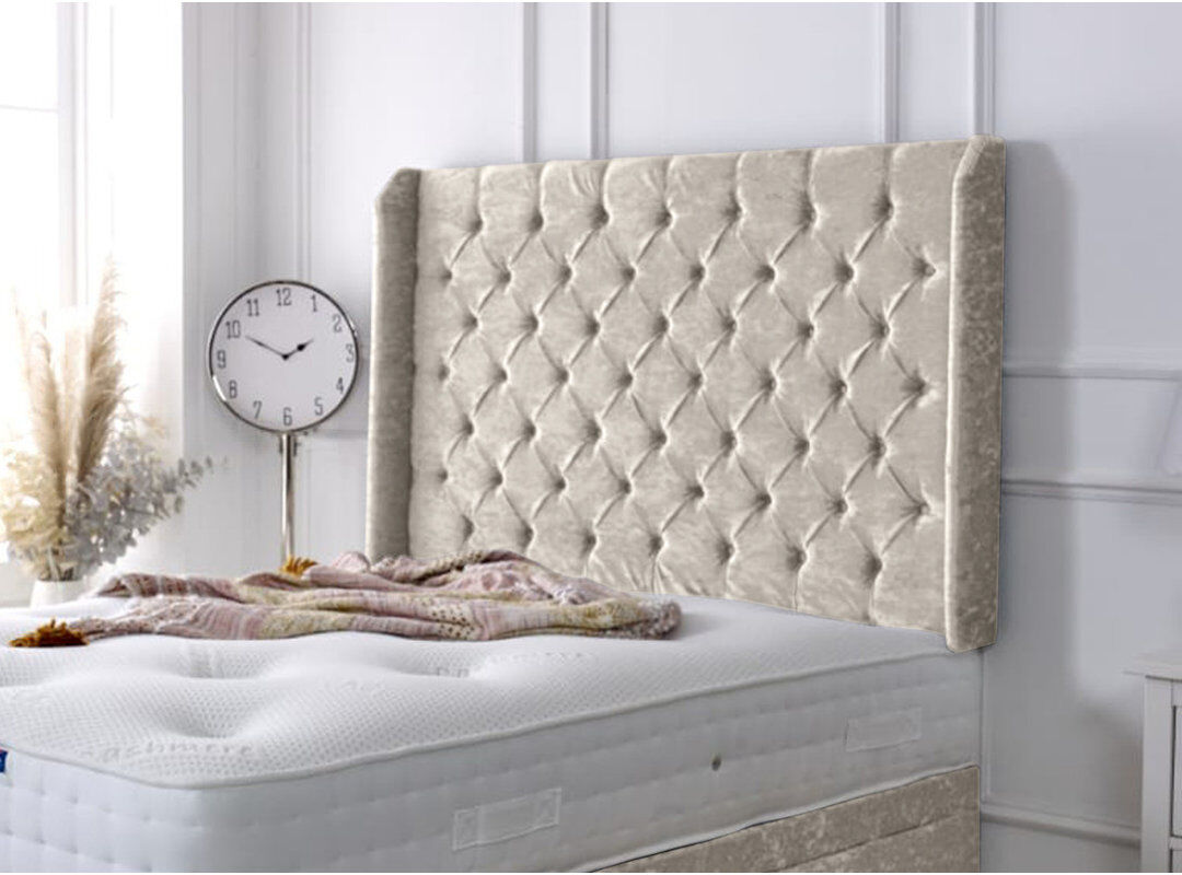 Fairmont Park Upholstered Velvet Headboard Cream Double (4'6)