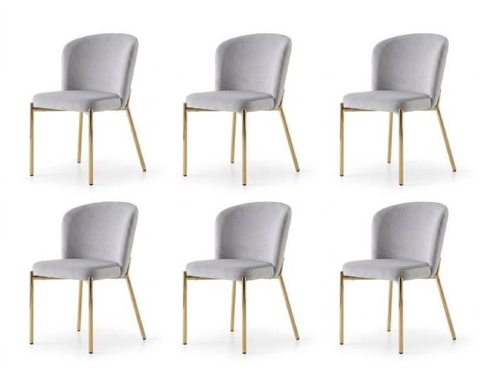 JVmoebel Esszimmerstuhl Stuhl-Set 6x Stuhl Grau Bequem Modern Stilvoll Weich Klassisch, Made in Europa