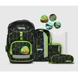 ergobag PACK Set Schulranzen-Set CyBär Race, 6-teilig schwarz grün 20 Liter