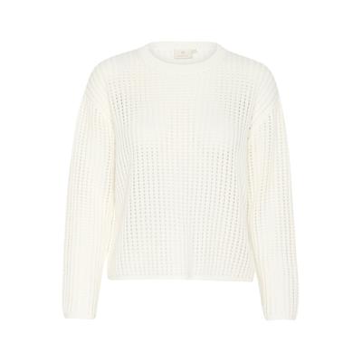 Strickpullover KAFFE "Damen Strickpullover KAsolar", Damen, Gr. XXL, weiß (chalk), Obermaterial: 50% Baumwolle CO. 50% Polyacryl PAN., Pullover Strickpullover