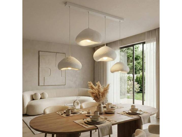Suspension de table 4 lampes en ligne NOXIS - Blanc