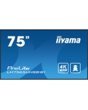 iiyama LH7565UHSB-B1 Kiosk-Design 189,2 cm (74.5") LED 3840 x 2160 Pixel WLAN 24/7 3840 x 2160 IPS 16:9 800 cd/m² 1200:1 HDMI x2 DisplayPort RS-232c RJ45 Mini jack HDCP USBx2 107W (LH7565UHSB-B1)