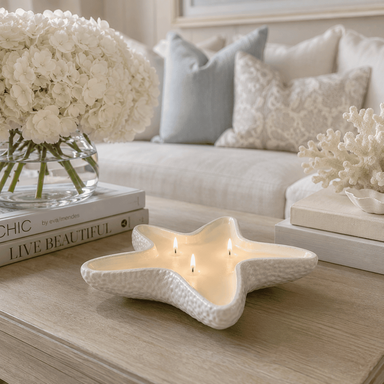 Althea White Starfish 3 Wick Candle