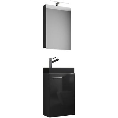 3tlg Waschtisch Slito SC Toilette schmal Schwarz