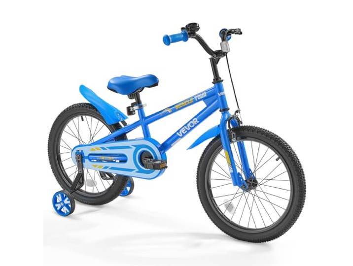 VEVOR Vélo Enfant 110-140 cm\, Style BMX\, avec Roues Stabilisatrices Amovibles\, Selle Réglable\, Facile à Monter\, Frein à Main et à Pied\, Vélo pour Tout-petits\, Garçons\, Filles\, Débutants 5-10 Ans\, Bleu