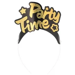 Papstar 96 Haarreifen schwarz/gold ``Party Time` `Metallic``