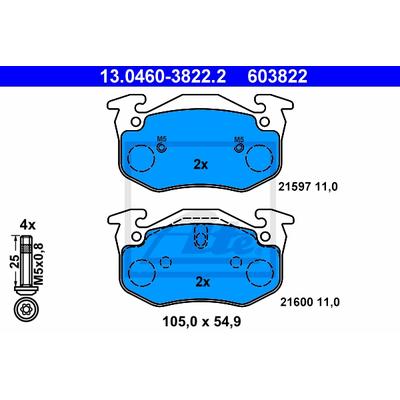 ATE Bremsen-Set VA + HA skiyd0fjq1 Hinterachse voll 238mm 8mm für RENAULT DACIA