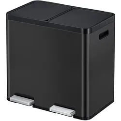 EKO Treteimer Recycler, Stahl, Abfalleimer, Schwarz