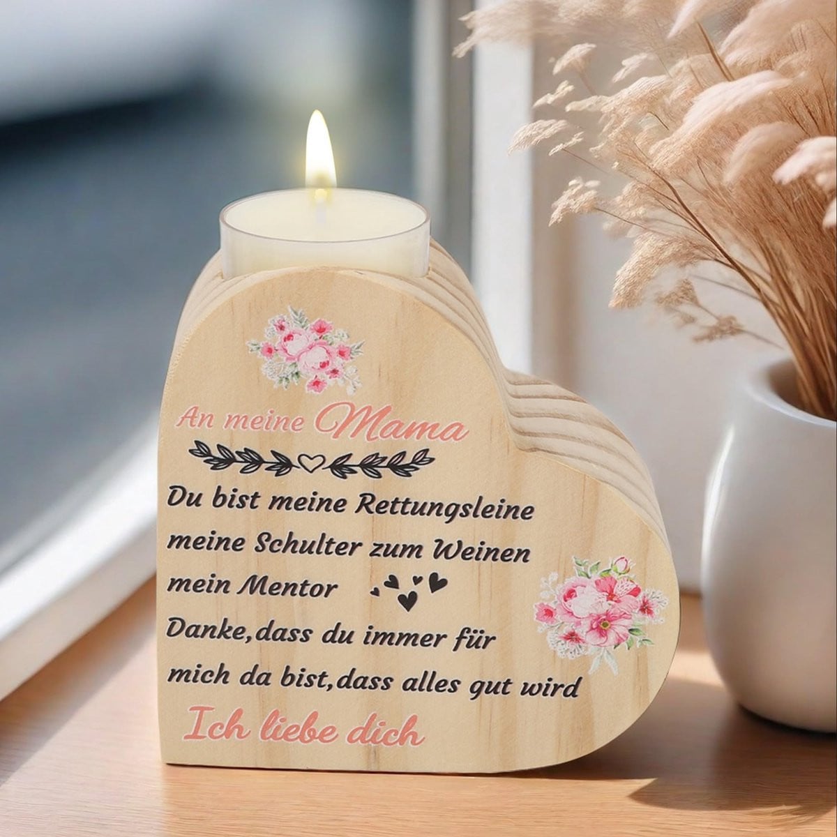 Solidchoice Hartvormige Kaarsenhouder van Hout