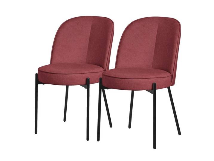 Lot de 2 chaises de salle à manger ML-Design rouge polyester structure métal dossier arrondi