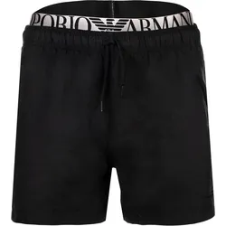 EMPORIO ARMANI Herren Badeshorts - LOGOBAND, Boxer, Beachwear, Logo-Bund, einfarbig Schwarz / 2XL