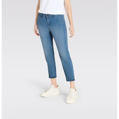 Slim-fit-Jeans MAC "CHINO turn up", Damen, Gr. 36, N-Gr, blau (venice beach wash), Denim/Jeans, Obermaterial: 98% Baumwolle, 2% Elasthan, unifarben, slim fit knöchelfrei, Jeans Slim-fit-Jeans, im Five-Pocket Style