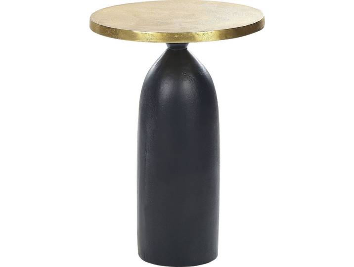 BELIANI Beistelltisch Gold Aluminium Rund 36 cm Antik-Optik mit Schwarzem Säulenfuß Modern Einbeinig Wohnzimmer Ausstattung Möbel Blumenständer