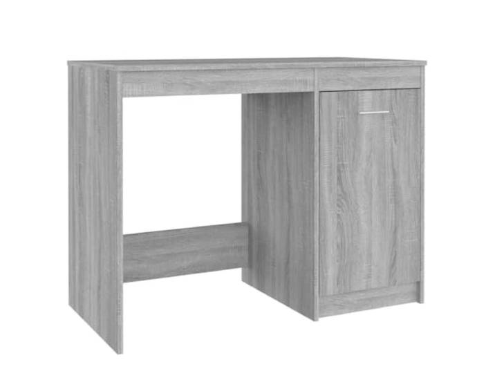 HKLGBVCR Schreibtisch Sonoma, grau, 100 x 50 x 76 cm, Holz, Technik Integrierter Schrank, Bücher- und Ordner-Aufbewahrung, modernes Design, Wandbefestigung inklusive