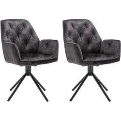 byLIVING Esszimmerstuhl SARINA, 2-er Set, Samtbezug anthrazit, Gestell schwarz