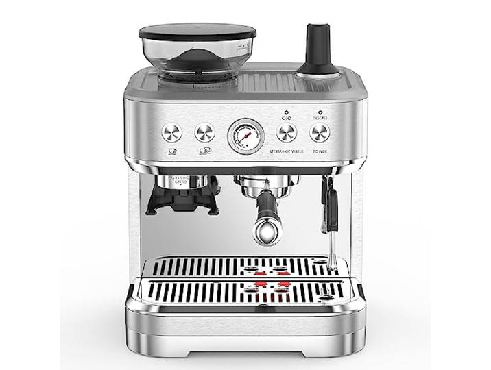 Zstar 1 Edelstahl + verchromt Silber Espressomaschine mit Mahlwerk, langlebig, stilvolles Design, einfache Bedienung, perfekte Espressozubereitung