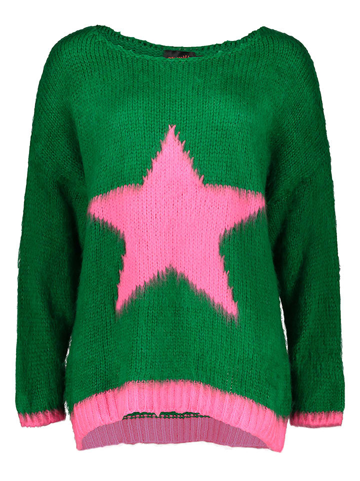 miss goodlife Pullover "Star" in Grün/ Rosa - M