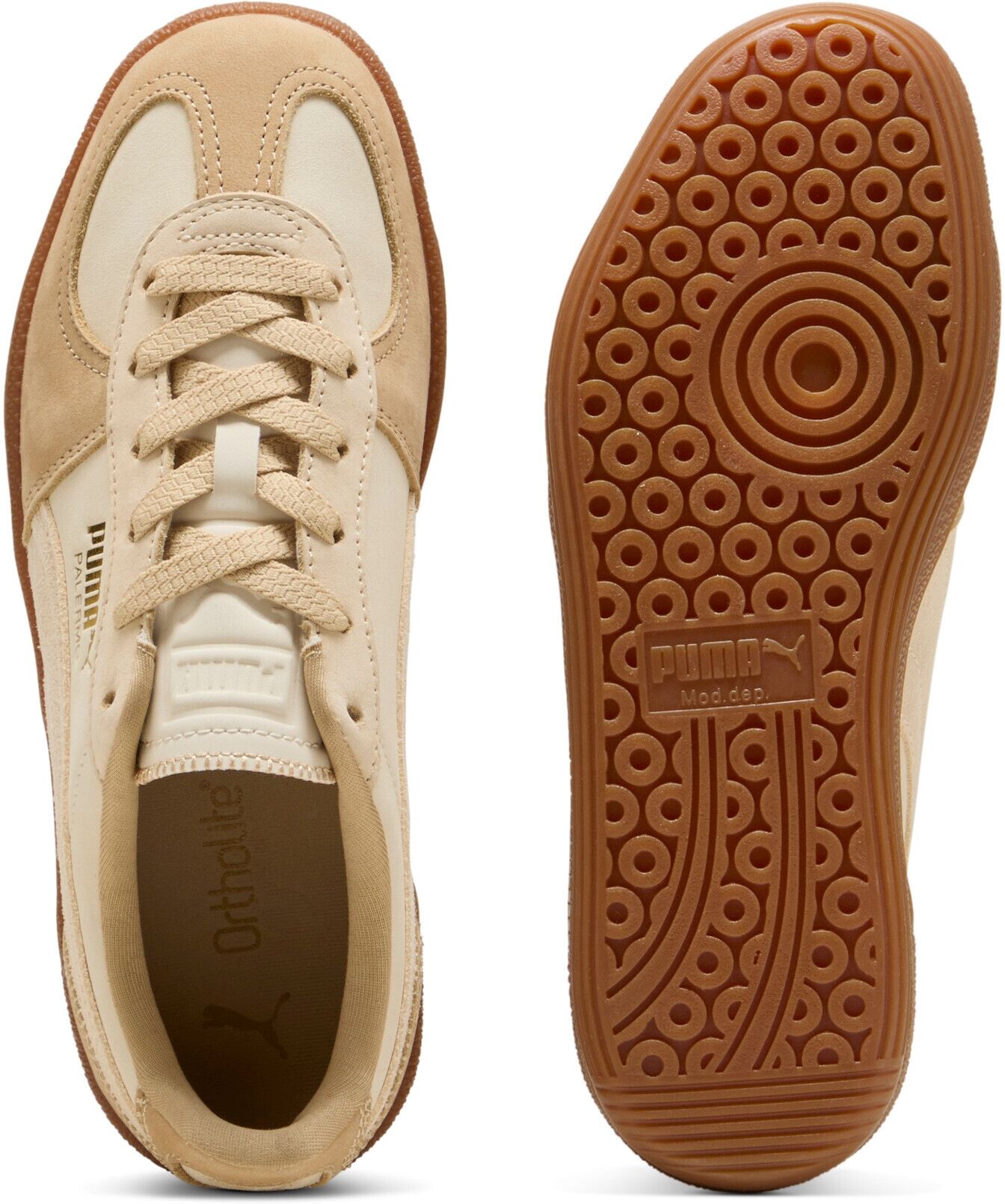 Sneaker PUMA "PALERMO LUX WNS", Damen, Gr. 38,5, alpine snow, canvas, gum, Leder, mehrfarbig, Schuhe Sneaker, mit Plateausohle, aus Leder, mit Gummilaufsohle, mit Schnürung alpine snow, canvas, gum 38,5