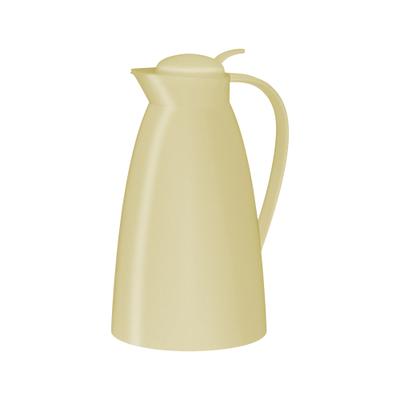 Isolierkanne ALFI "ECO, mit Hartglaseinsatz", beige (soft gelb), B:14,7cm H:25cm Ø:16,7cm, Glas, Kunststoff, Silikon, Kannen, Isolierkanne, 12h heiß & 24h kalt, Drehverschluss mit bequemem Druckknopf