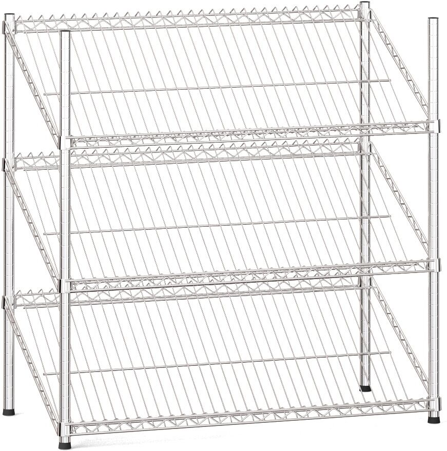 B2B Partner Drahtregal mit Schrägablagen, 900 x 900 x 450 mm, 3 Ablagen