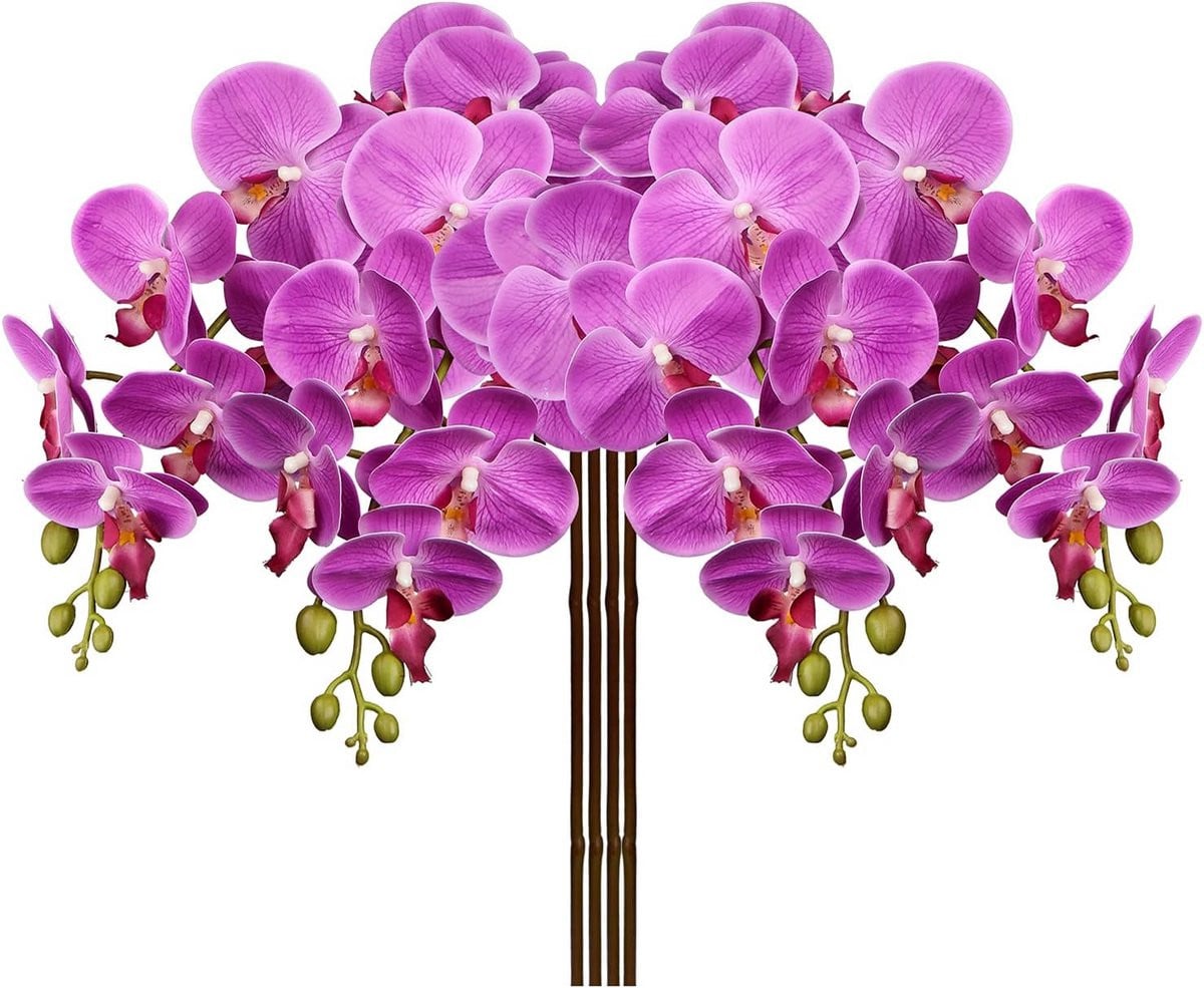 Set van 4 realistische zijden orchidee bloemen voor decoratie