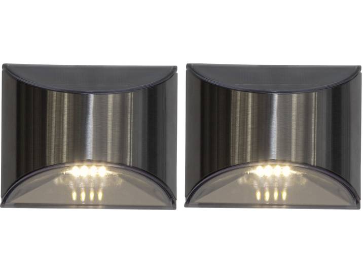 LED Solarleuchte Solar-Wandleuchte Wandy , silber, B:10cm H:8cm L:10cm T:5cm, PARFORCE TRADITIONAL HUNTING, Leuchten, LED Solarleuchte, 2er-Set, kompakte Wandleuchten, 10 lm, Dämmerungssensor