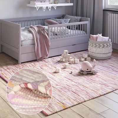 Teppich "Ameer", pink, B:60cm H:10mm L:110cm, Baumwolle, Polyester, MYFLAIR MÖBEL & ACCESSOIRES, Teppiche, Teppich, Handweb Teppich, 90% Baumwolle, handgewebt, Scandi