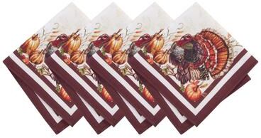 Threadmade Autumn Heritage Turkey Engineered Napkins, Set of 4 - 17x17