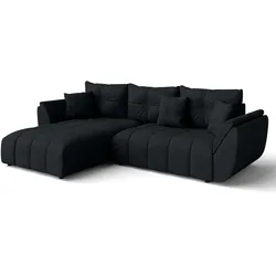 ECKSOFA L Form Verciani Schwarz 280/190/91 cm mit Schlaffunktion